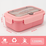 Kids Lunch Box 1200 ml, Leak-Proof Lunch Box with 3 Compartments, Bento Box Adults with Cutlery