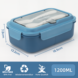 Kids Lunch Box 1200 ml, Leak-Proof Lunch Box with 3 Compartments, Bento Box Adults with Cutlery