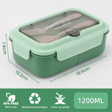 Kids Lunch Box 1200 ml, Leak-Proof Lunch Box with 3 Compartments, Bento Box Adults with Cutlery