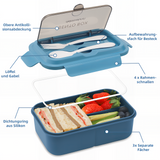 Kids Lunch Box 1200 ml, Leak-Proof Lunch Box with 3 Compartments, Bento Box Adults with Cutlery