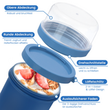 Cereal Cup To Go 450 ml + 350 ml, Practical Cereal Cup with Spoon Leak-Proof Yoghurt Cup