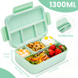 Lunch Box 1300ML,Leak-Proof Bento Lunch Box with 4 Compartments,Kids Lunch Box Bento Box Adult with Cutlery