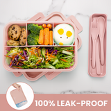 Lunch Box 1300ML,Leak-Proof Bento Lunch Box with 4 Compartments,Kids Lunch Box Bento Box Adult with Cutlery