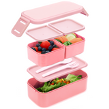 Bento Lunch Box 1300ML,2 in 1 Stackable Lunch Box Bento Boxes,2 Layer 3 Compartments Leak Proof Lunchbox for Adults Kids