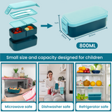 Bento Lunch Box 1300ML,2 in 1 Stackable Lunch Box Bento Boxes,2 Layer 3 Compartments Leak Proof Lunchbox for Adults Kids