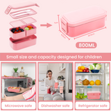 Bento Lunch Box 1300ML,2 in 1 Stackable Lunch Box Bento Boxes,2 Layer 3 Compartments Leak Proof Lunchbox for Adults Kids