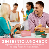 Bento Lunch Box 1300ML,2 in 1 Stackable Lunch Box Bento Boxes,2 Layer 3 Compartments Leak Proof Lunchbox for Adults Kids