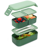 Bento Lunch Box 1300ML,2 in 1 Stackable Lunch Box Bento Boxes,2 Layer 3 Compartments Leak Proof Lunchbox for Adults Kids