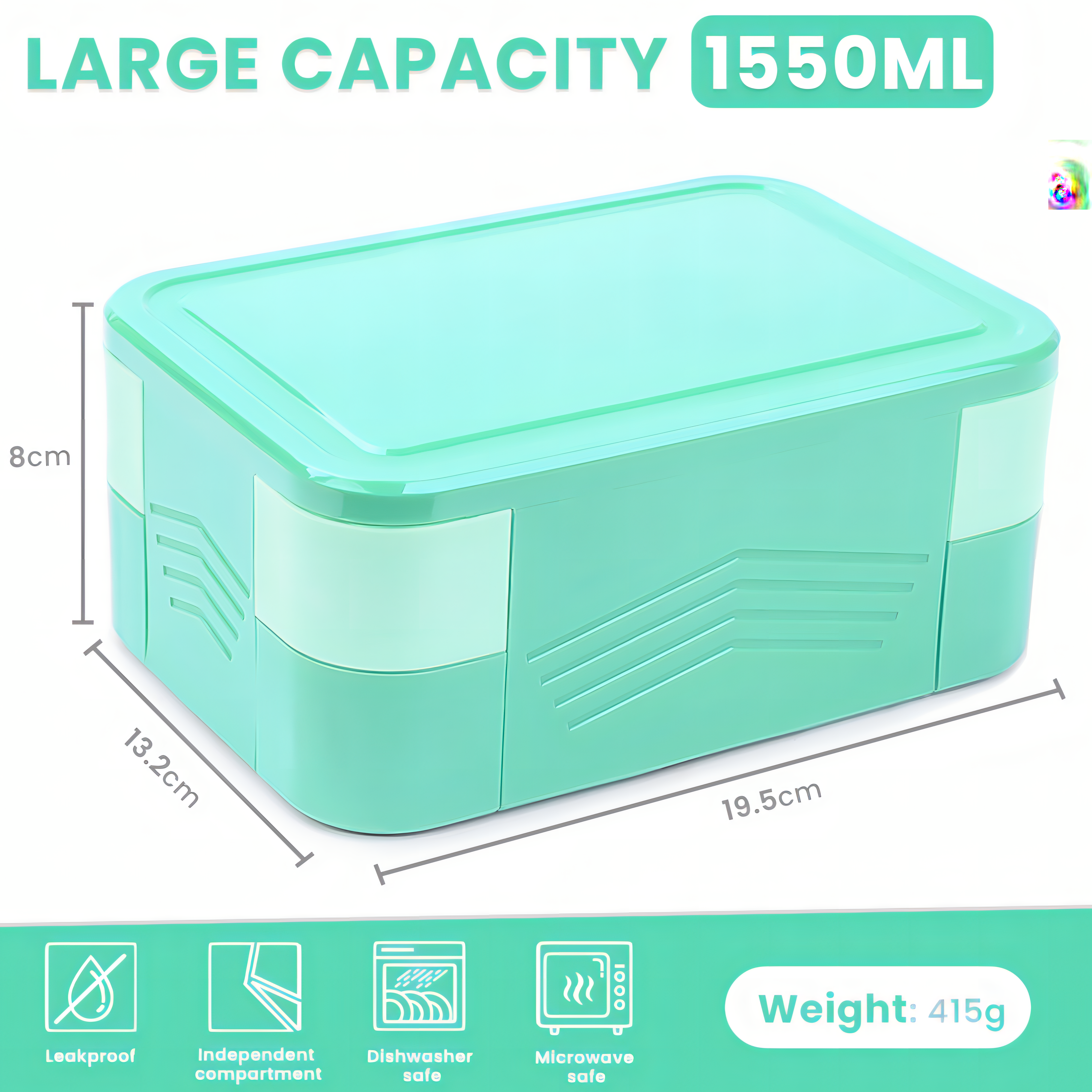 Snack Food Box for Kids, 2 Compartments Plastic Food Storage