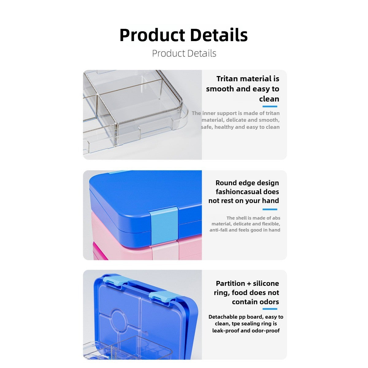 Leakproof Children Tritan Lunch Box, Food Meal Container Box, Bento Lunch Containers for Adults and Kids, Portable Bento Lunch Box for Picnic, School