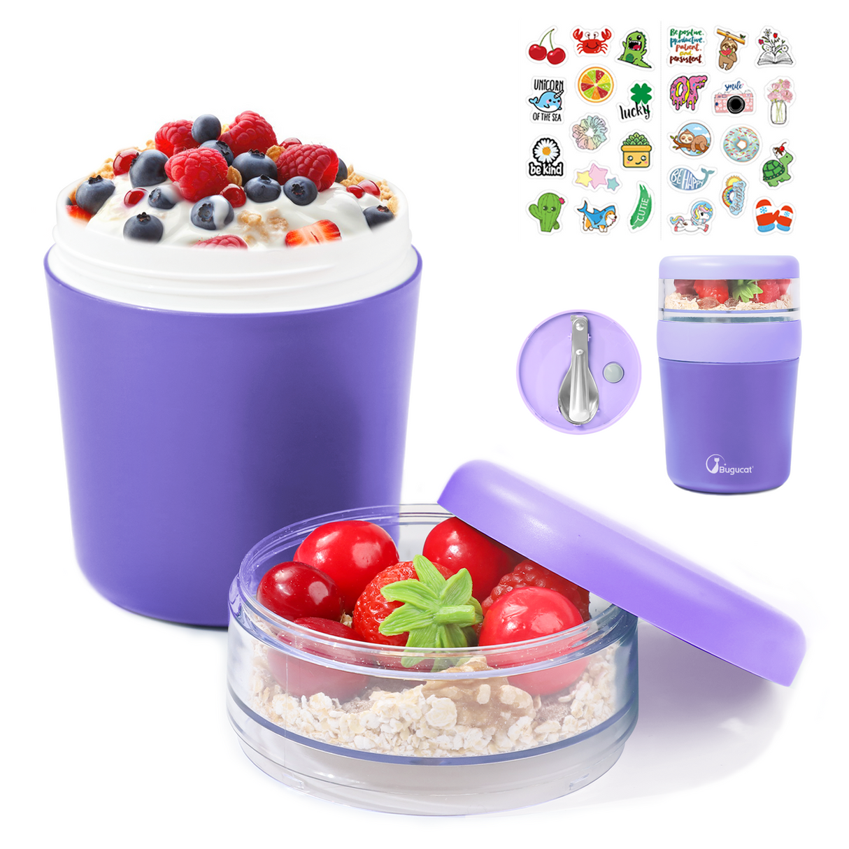 2 in 1 cereal cup to go 500ml+150ml, practical yogurt cup & cereal cup for picnics