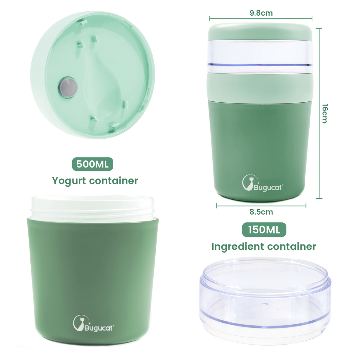 2 in 1 cereal cup to go 500ml+150ml, practical yogurt cup & cereal cup for picnics