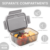 Bento Box for Adults, Bento Lunch Box, 1400ml Lunch Box with 3 Compartments for Cutlery