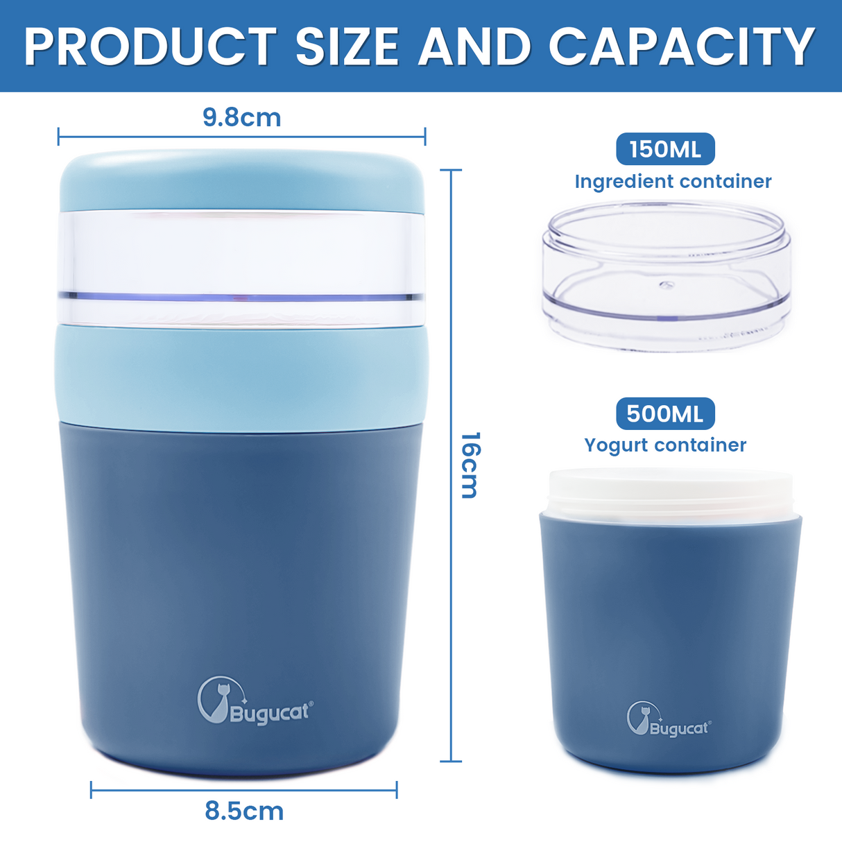 2 in 1 cereal cup to go 500ml+150ml, practical yogurt cup & cereal cup for picnics