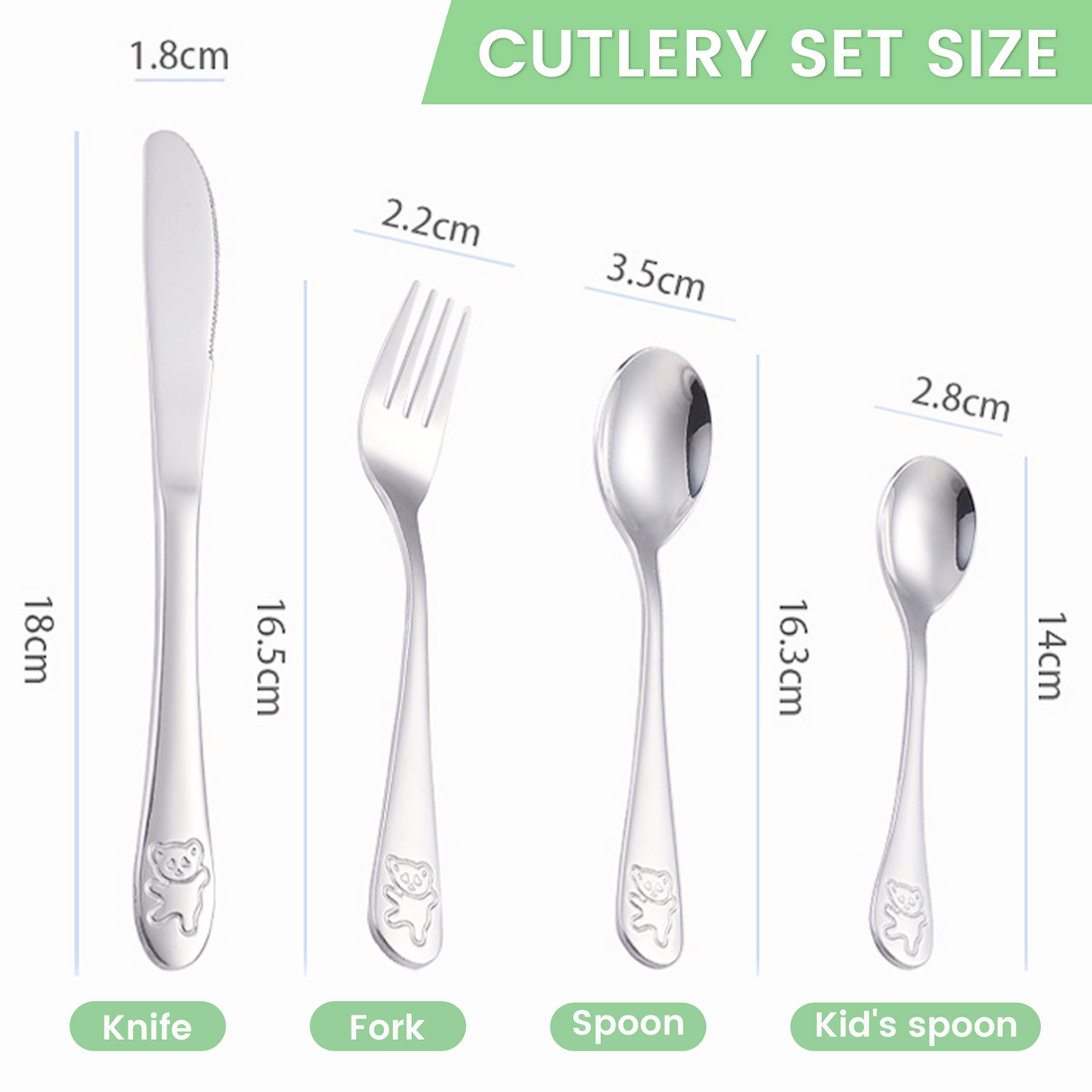 Kids Cutlery Set,5-Piece Stainless Steel Cutlery Set for Kids (3+),Toddler Hammer Cutlery Set