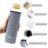 Borosilicate Glass Water Bottles 750ML，Juice Beverage Container BPA-Free Leak Proof