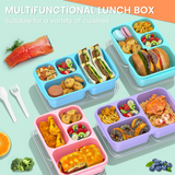 Bugucat Lunch Box 1300ML, 4 Pack Set of Reusable Bento Box with 4 Compartments, Kids Adult Snack Box Meal Prep Lunch Containers for School Work and Travel, Microwave & Dishwasher Safe, BPA Free