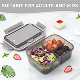 Bento Box for Adults, Bento Lunch Box, 1400ml Lunch Box with 3 Compartments for Cutlery