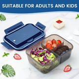 Bento Box for Adults, Bento Lunch Box, 1400ml Lunch Box with 3 Compartments for Cutlery