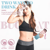 Bugucat botella para beber 1000ML, botella de agua deportiva a prueba de fugas con pajitas, botella deportiva motivadora con marca de tiempo Botella de bebida para fitness, camping, viajes, yoga, Tritan sin BPA