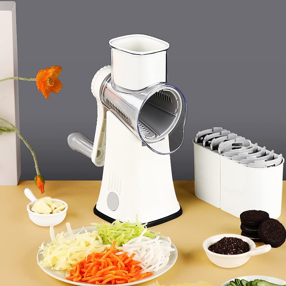 Bugucat Vegetable Chopper, Vegetable Cutter, Cheese Grater, Potato Cutter, Mandoline Slicer, Peeler Food Salad Chopper, Vegetable Slicer Spiralizer with 5 Interchangeable Stainless Steel Blades