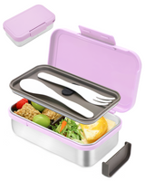 Lunch Box Stainless Steel 900 ml, Leak-Proof Bento Box Children's Lunch Box with Dividers