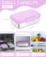 Lunch Box Stainless Steel 900 ml, Leak-Proof Bento Box Children's Lunch Box with Dividers