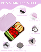 Lunch Box Stainless Steel 900 ml, Leak-Proof Bento Box Children's Lunch Box with Dividers