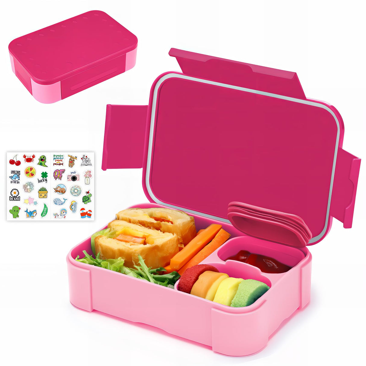 Lunch Box with Compartments Leak-Proof, 900 ml Bento Box for Children Adults,  Microwave Dishwasher Safe