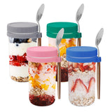 4pcs Cereal Cup To Go 600ml, Practical Yogurt Cup & Cereal Cup For Picnic, Leak-Proof Lunch Pot Glass