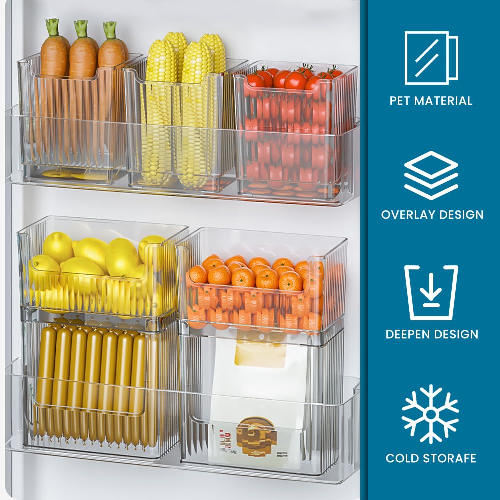 Refrigerator Organizer Set Of 2, High-Quality Pantry Kitchen Organizer, Fridge Organizer, Stackable Storage Box, Refrigerator Boxes For Cupboards, Freezers, Office