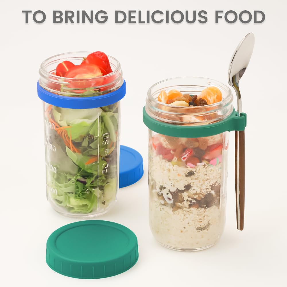 Cereal Cup To Go 2pcs 600ml, Practical Yogurt Cup & Cereal Cup For Picnic, Leak-Proof Lunch Pot Glass