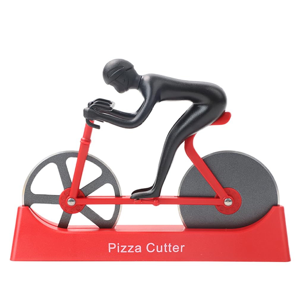 Bicycle Pizza Cutter,Dual Pizza Wheel Slicer Strong Solid Sharp, Pizza Knife Bike Novelty Non-Stick Cutting Wheels