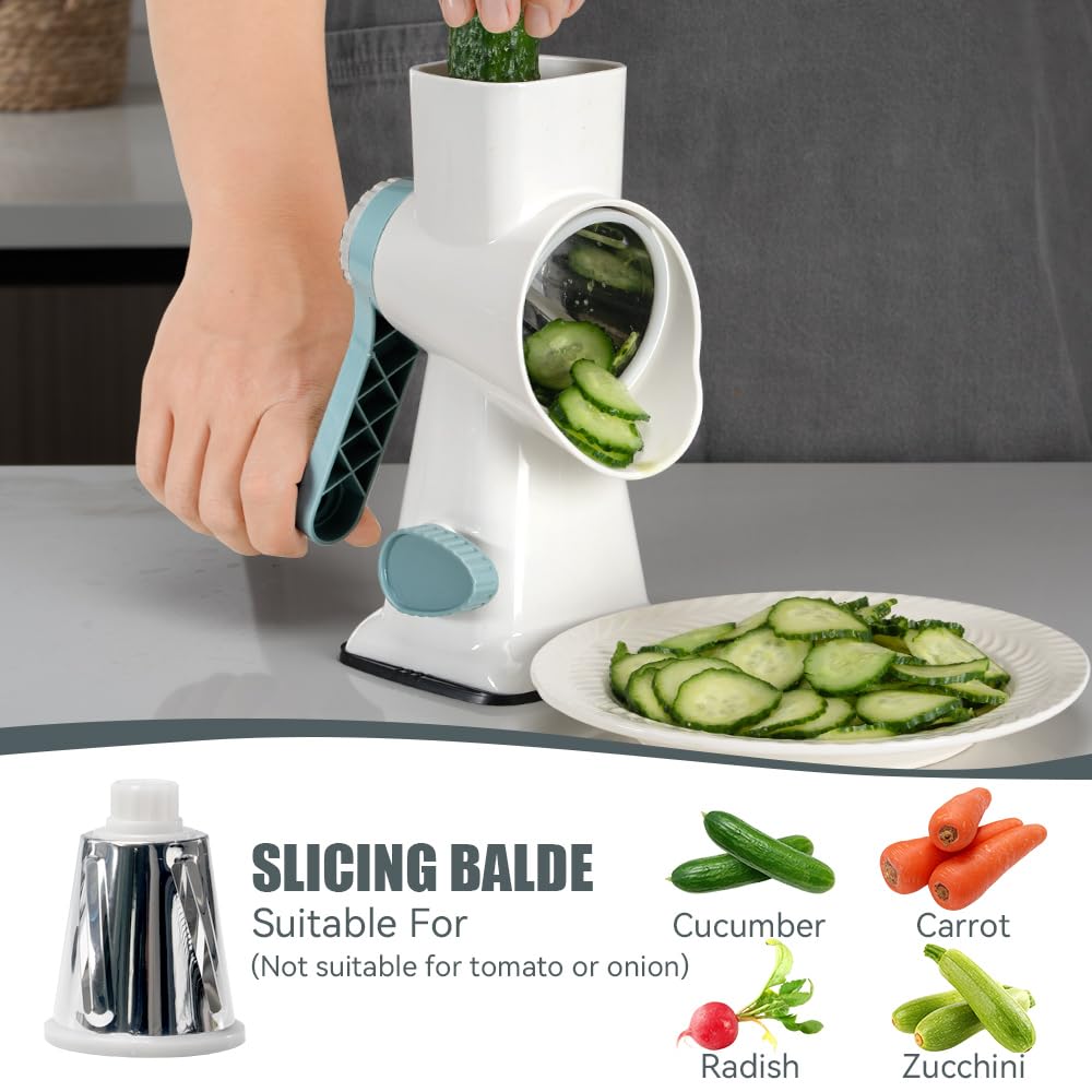 Manual Vegetable Cutter, Vegetable Slicer, Drum Grater, Cheese Grater,Chopper, Rotating Grater, Potato Cutter