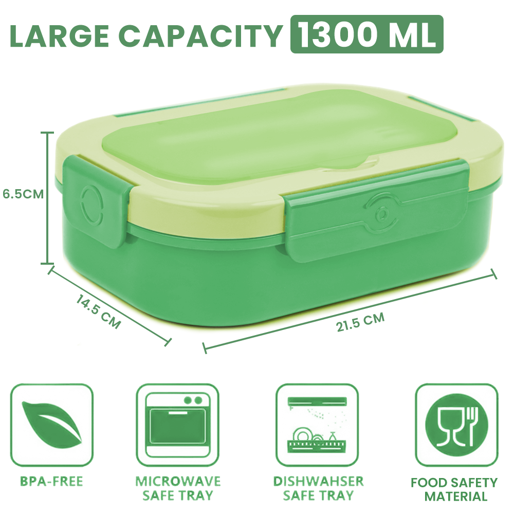 Eco-friendly Lunch Box BPA Free Microwave Safe with Cutlery 1100ml –