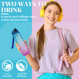 Bugucat Wasserflasche 1000 ml, Trinkflasche mit Strohhalm und Zeitmarkierungen, auslaufsicherer Sportkrug, wiederverwendbar, BPA-freier Tritan-Wasseraufbewahrungsbehälter für Fitnessstudio, Outdoor, Radfahren, Fitness, Outdoor, 1 Klick öffnen