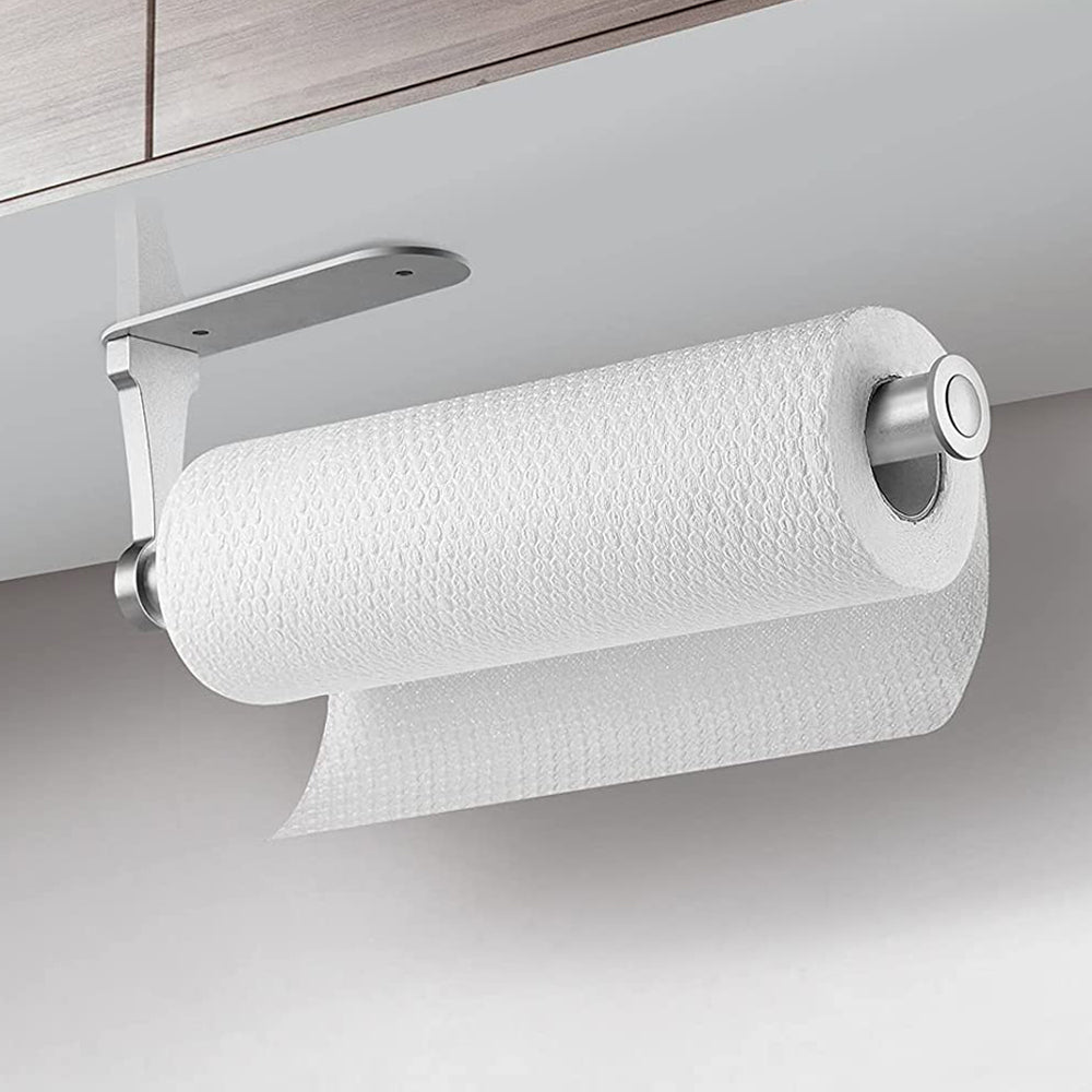Paper Towel Holder - Self-Adhesive or Drilling, White Wall Mounted Paper  Towel Rack Under Cabinet for Kitchen, Upgraded Aluminum Kitchen Roll Holder  