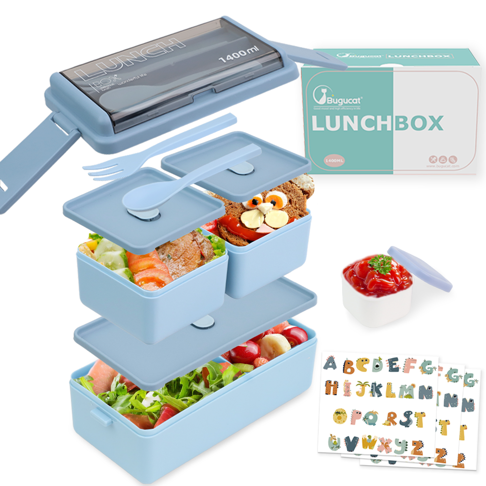 Lunch Box 1400Ml Boite Repas Avec Compartiments Et Couverts, Boîte