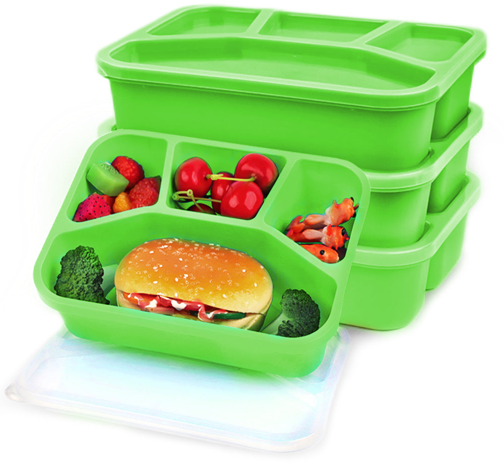 Bugucat Bento Box 1000ML, 4er Pack Lunchbox Brotdose mit 4 Fächern, Brotzeitbox Set für Kinder Erwachsene Jausenbox mit Löffel Vesperdose Brotbüchse zum Schule Arbeit Picknick Mikrowellenfest BPA-frei