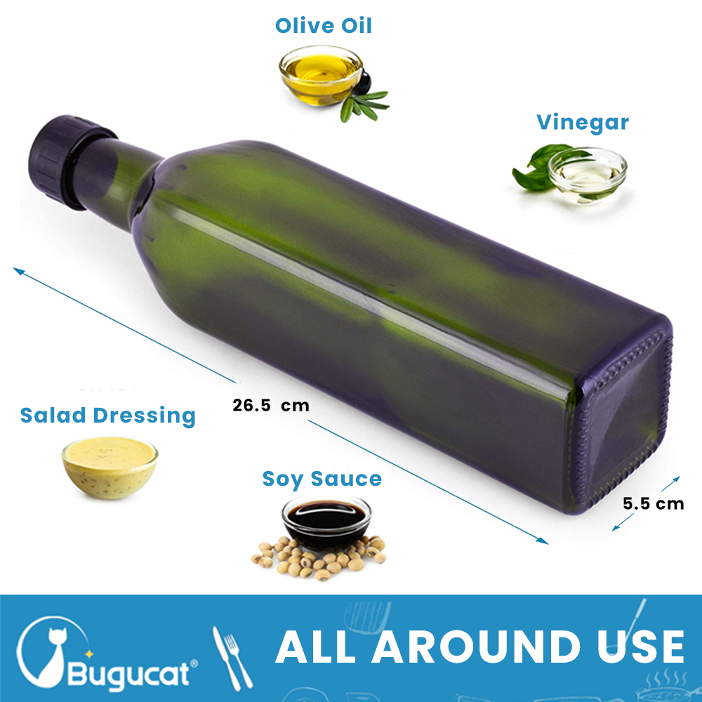 Bouteille d'huile Buguacat 500 ml, bouteille de vinaigre en verre avec –  Bugucat Home