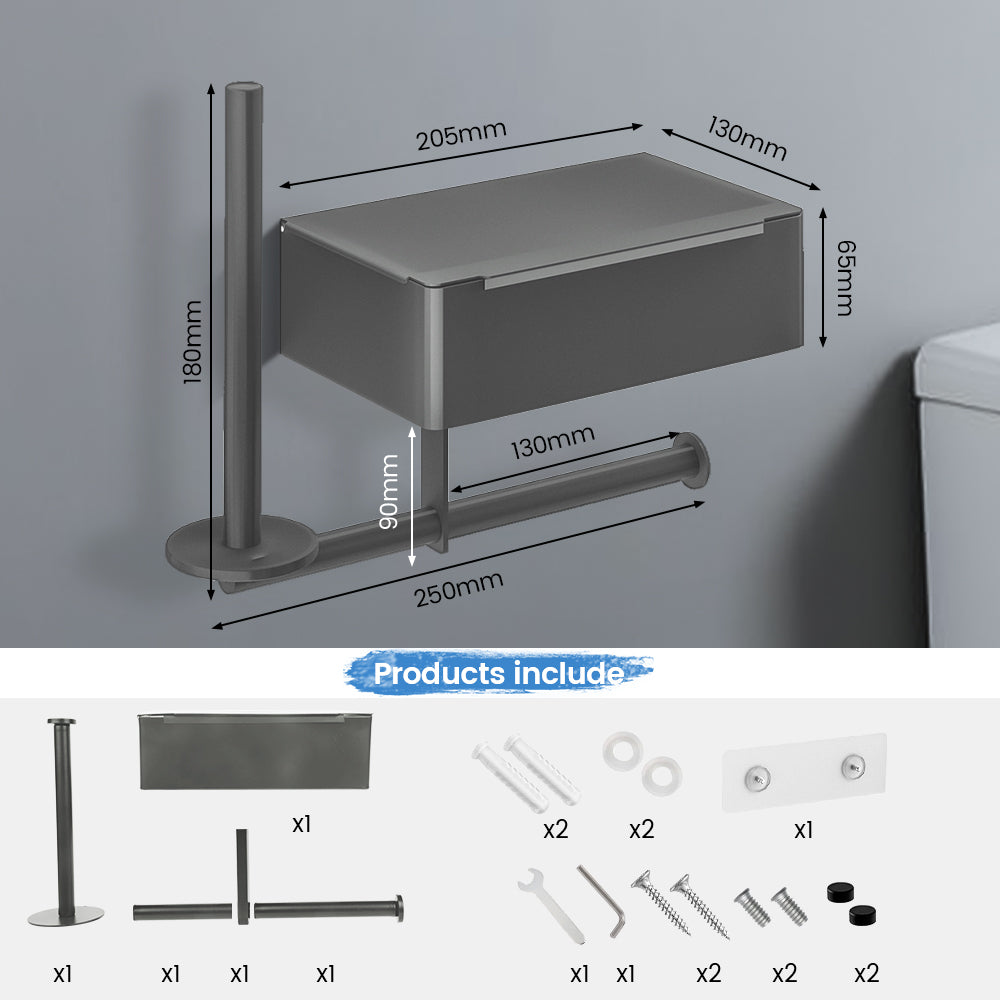 Bugucat Toilettenpapierhalter 2 in 1, Klopapierhalter Feuchttücherbox mit Ablage, Edelstahl Wandmontage Papier Halterung