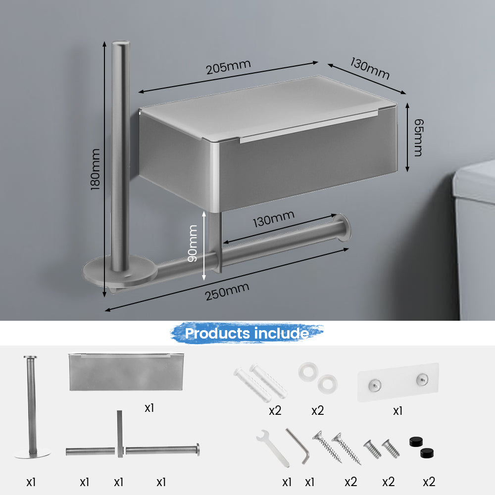 Bugucat portarrollos 2 en 1, portarrollos caja toallitas húmedas con balda, acero inoxidable portarrollos de pared portarrollos portarrollos autoadhesivo o de pared para baño aseo cocina