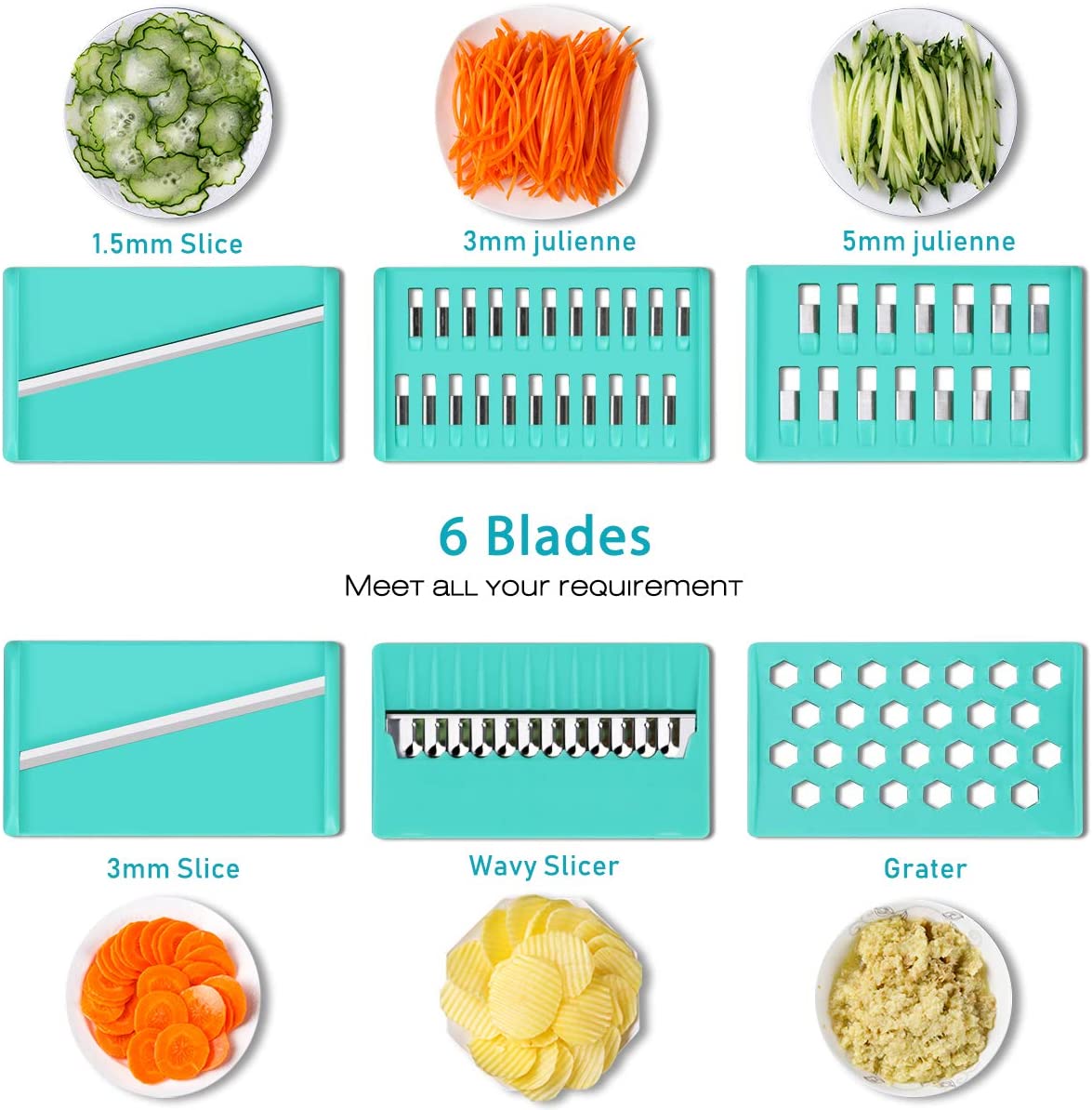 Vegetable Chopper, Food Slicer Dicer, 6 Interchangeable Blades Set