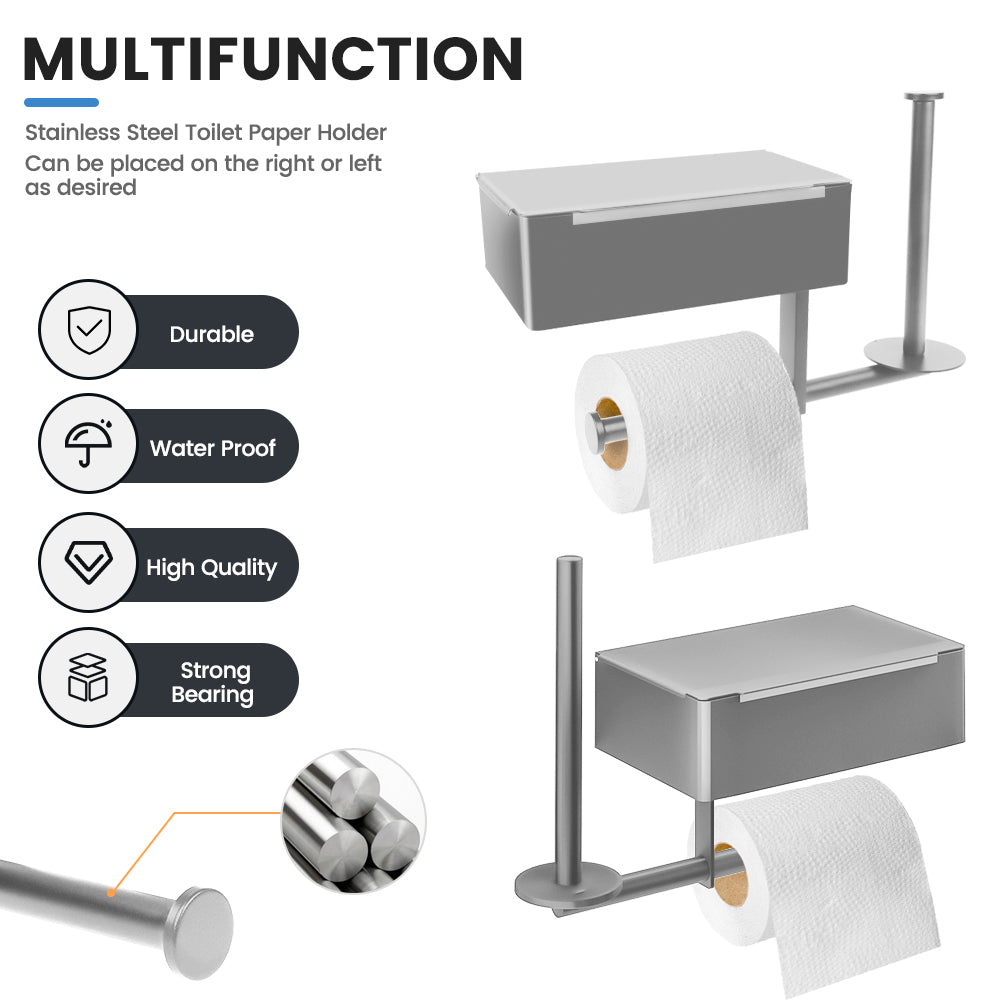 Bugucat Toilettenpapierhalter 2 in 1, Klopapierhalter Feuchttücherbox mit Ablage, Edelstahl Wandmontage Papier Halterung