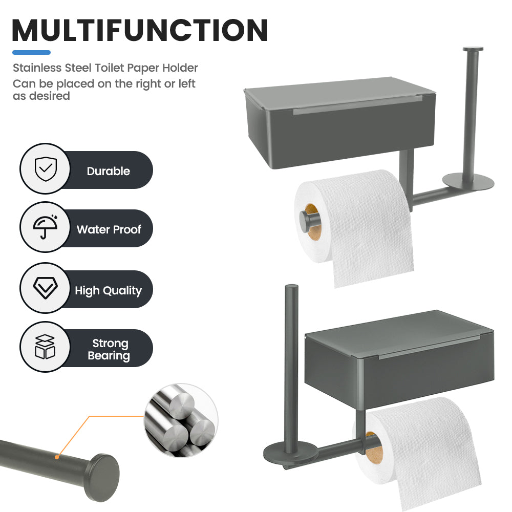 Bugucat portarrollos 2 en 1, portarrollos caja toallitas húmedas con balda, acero inoxidable portarrollos de pared portarrollos portarrollos autoadhesivo o de pared para baño aseo cocina