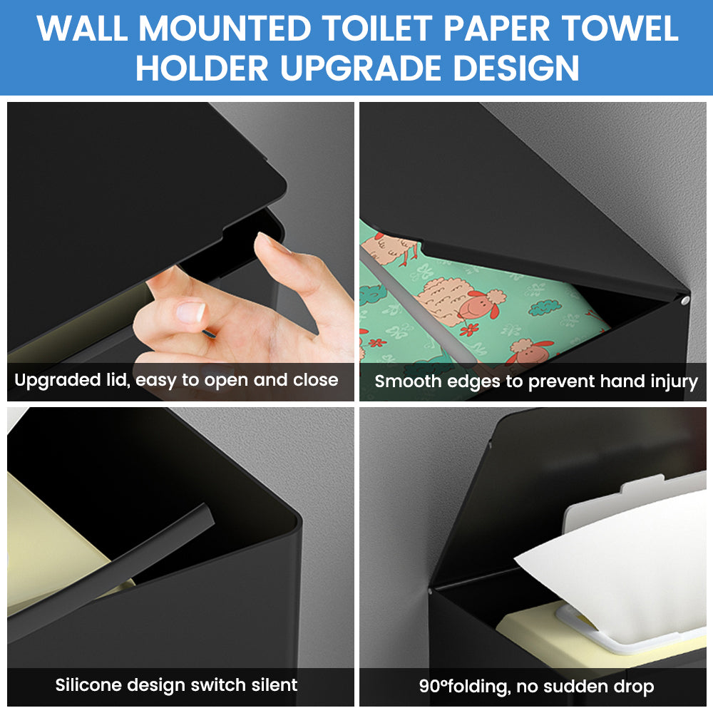 Bugucat Toilettenpapierhalter 2 in 1, Klopapierhalter Feuchttücherbox mit Ablage, Edelstahl Wandmontage Papier Halterung WC Rollenhalter Selbstklebend oder Wandmontage für Badezimmer Toilette Küche