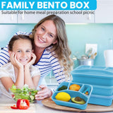 Bugucat Bento Box 1000ML, 4er Pack Lunchbox Brotdose mit 4 Fächern, Brotzeitbox Set für Kinder Erwachsene Jausenbox mit Löffel Vesperdose Brotbüchse zum Schule Arbeit Picknick Mikrowellenfest BPA-frei