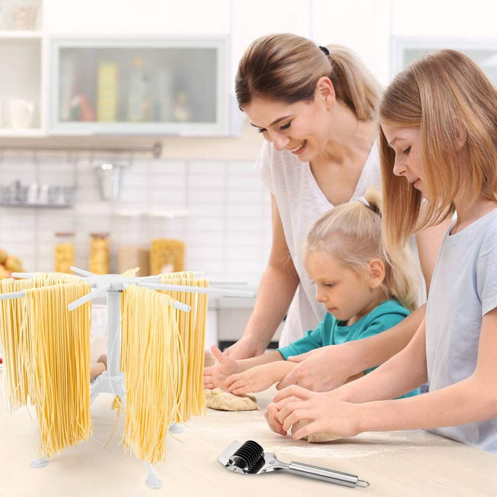 Pasta Bamboo Clothes Drying Rack Spaghetti Dryer Stand Tray 10